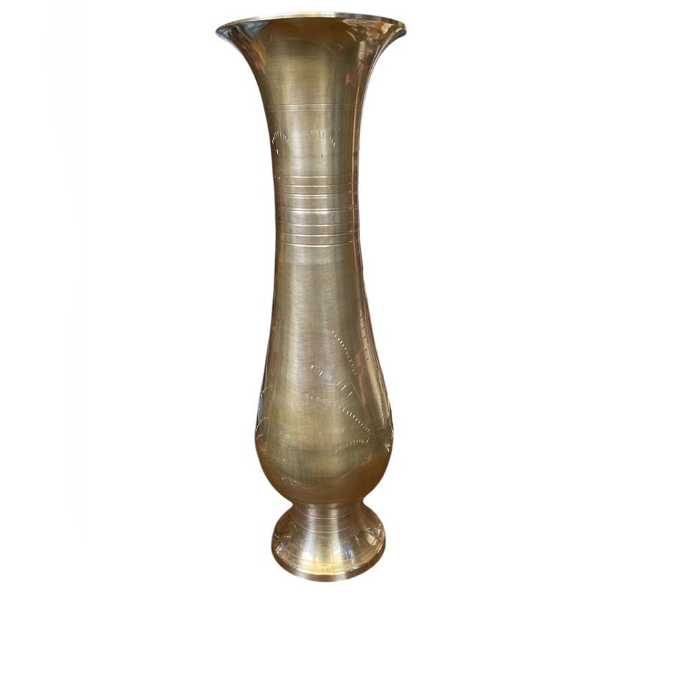 Vintage etched brass vase